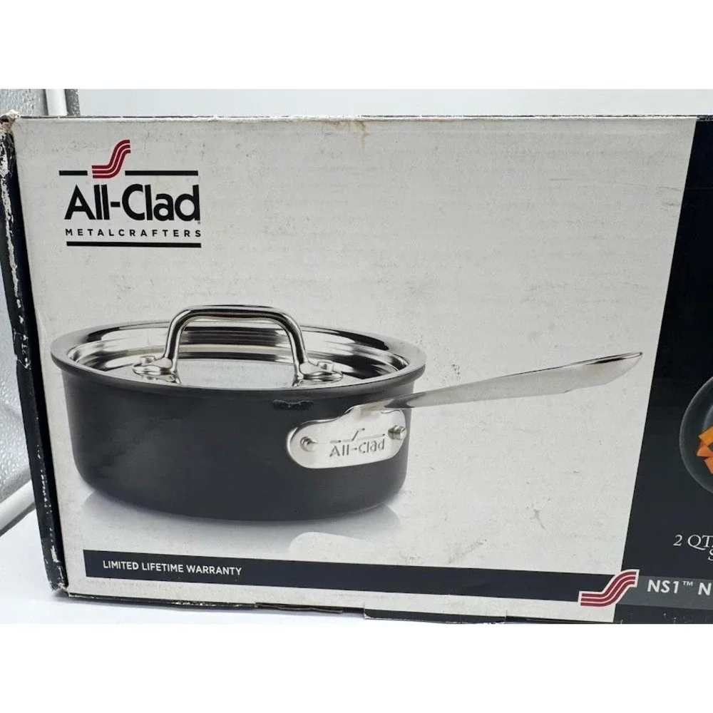 All-Clad NS1 Nonstick‎ 2 Qt Shallow Sauce Pan with Lid Hard Anodized E1022364